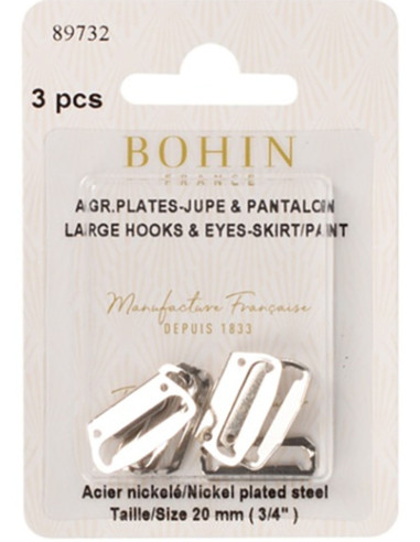 Fechos de gancho planos para saias 20 mm prata Bohin