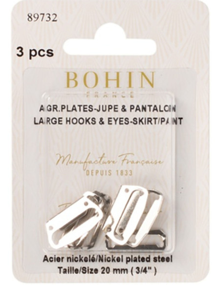 Fechos de gancho planos para saias 20 mm prata Bohin