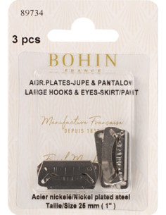Fechos de gancho planos para saias 25 mm prata Bohin