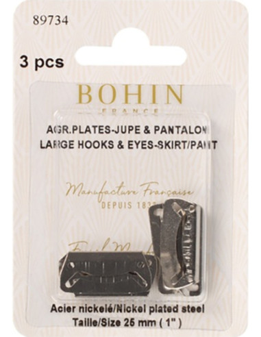 Fechos de gancho planos para saias 25 mm prata Bohin