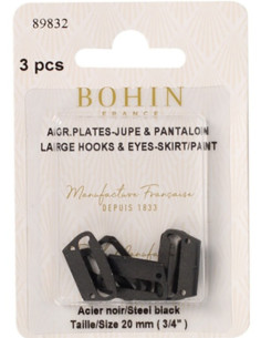 Fechos de gancho planos para saias 20 mm preto Bohin