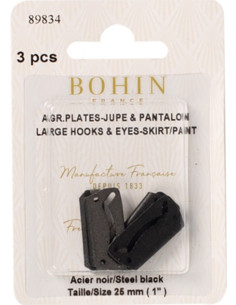 Fechos de gancho planos para saias 25 mm preto Bohin