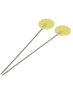 Caixa de 50 alfinetes de quilting com cabeça de flor amarela de plástico Bohin 2
