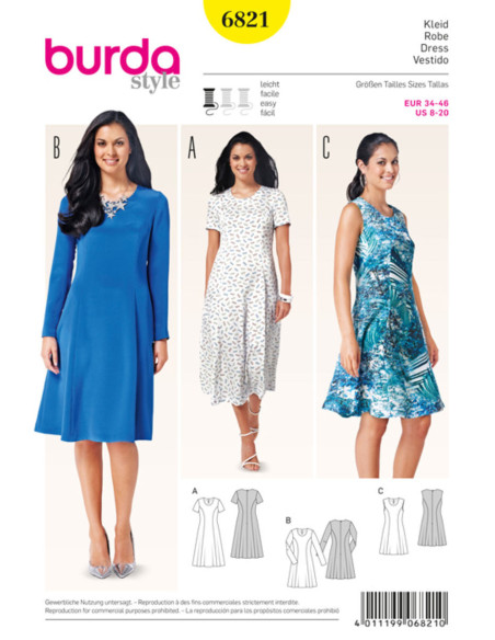 Molde de vestido - Burda 6821