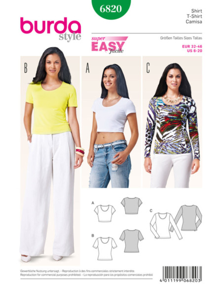 Molde de t-shirt - Burda 6820