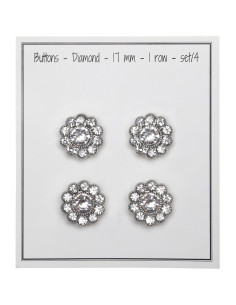 Conjunto de 4 botões Strass diamante 17 mm - Branco