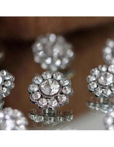 Conjunto de 4 botões Strass diamante 17 mm - Branco