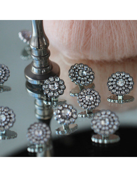 Conjunto de 4 botões Strass diamante 17 mm - Branco