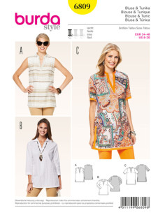 Molde de blusa e túnica - Burda 6809