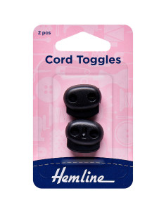 Conjunto de 2 travões de cordão de plástico com 2 furos - Preto