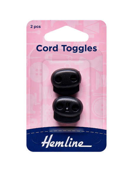 Conjunto de 2 travões de cordão de plástico com 2 furos - Preto