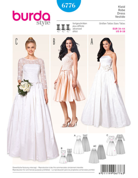 Molde de vestido de noiva - Burda 6776