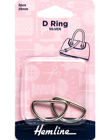 Conjunto de 2 anéis em D - Prata 25 mm