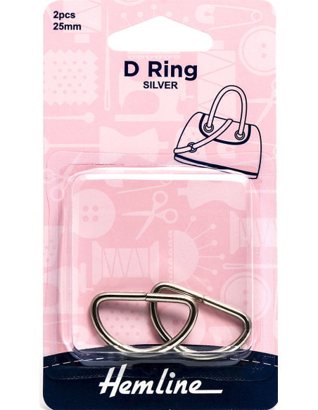 Conjunto de 2 anéis em D - Prata 25 mm