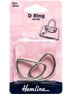 Conjunto de 2 anéis em D - Prata 32 mm