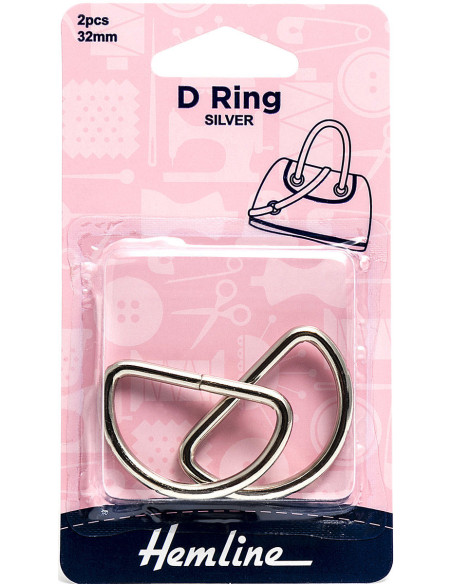 Conjunto de 2 anéis em D - Prata 32 mm