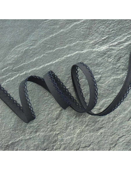 Viés dobrado picotado - Cinza antracite