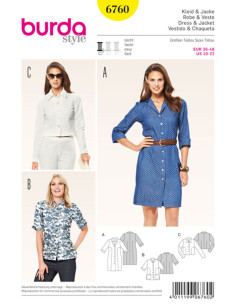 Molde de vestido e casaco - Burda 6760