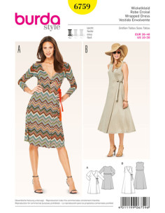 Molde de vestido transpassado - Burda 6759