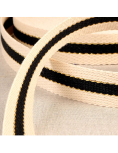 Alça de algodão para sacos - 3 faixas - Preto