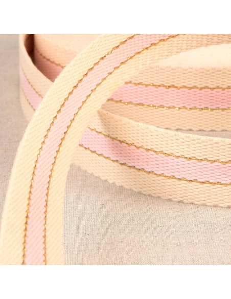 Alça de algodão para sacos - 3 faixas - Rosa