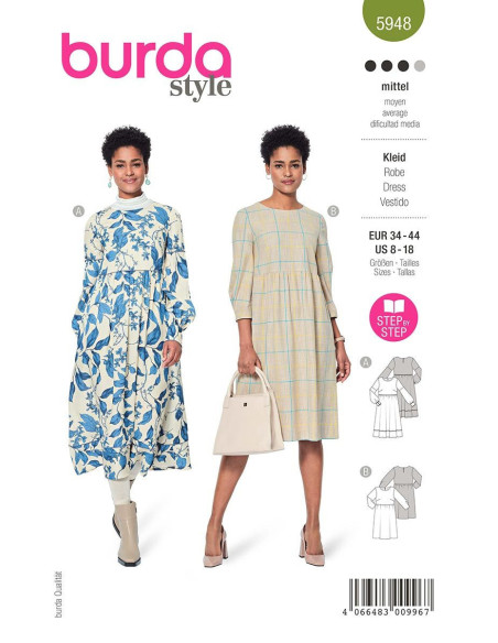 Molde de vestido - Burda 5948