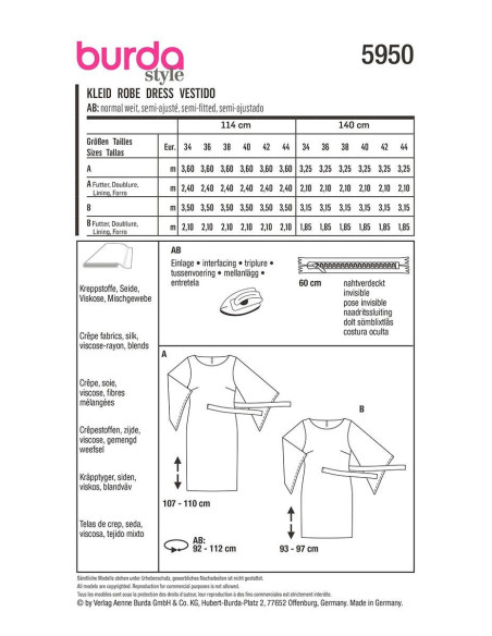 Molde de vestido - Burda 5950