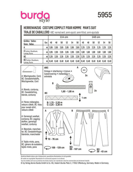 Molde de traje - Burda 5955