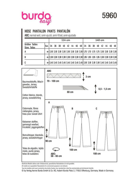 Molde de calça - Burda 5960