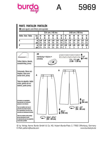 Molde de calça - Burda 5969