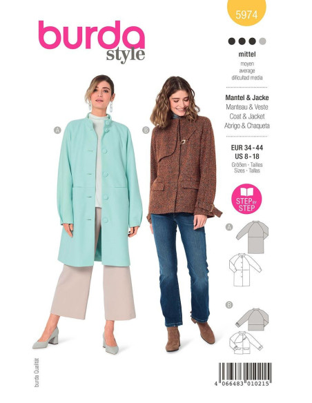 Molde de casaco e sobretudo - Burda 5974