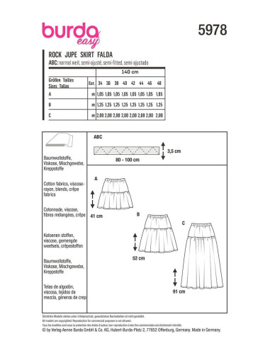 Molde de saia - Burda 5978