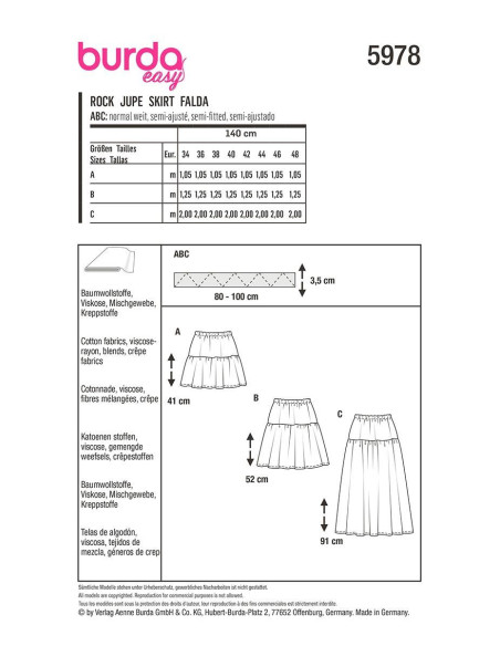 Molde de saia - Burda 5978