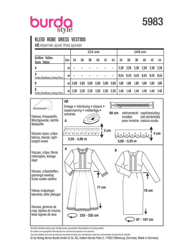 Molde de vestido - Burda 5983