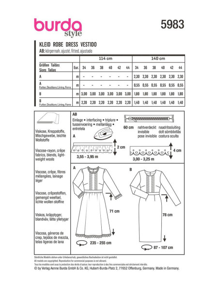 Molde de vestido - Burda 5983