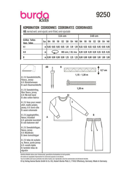 Molde de conjunto - Burda 9250