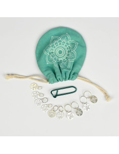 Conjunto de marcadores de malhas prateados banhados a prata Chakra Mindful KnitPro 2