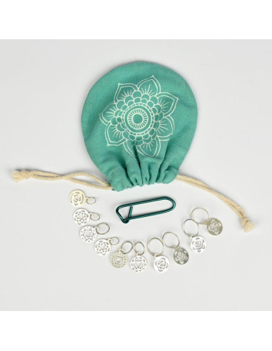 Conjunto de marcadores de malhas prateados banhados a prata Chakra Mindful KnitPro
