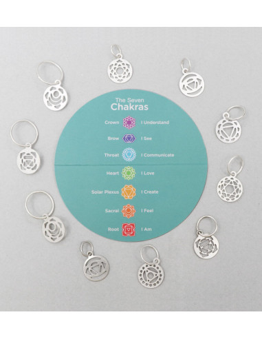 Conjunto de marcadores de malhas prateados banhados a prata Chakra Mindful KnitPro