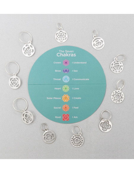 Conjunto de marcadores de malhas prateados banhados a prata Chakra Mindful KnitPro