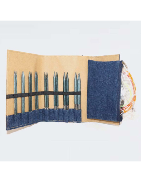Conjunto de agulhas de tricô circulares KnitPro Indigo