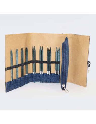 Conjunto de agulhas de tricô circulares KnitPro Indigo