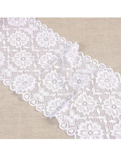 Renda elástica caminho de flores - Branco