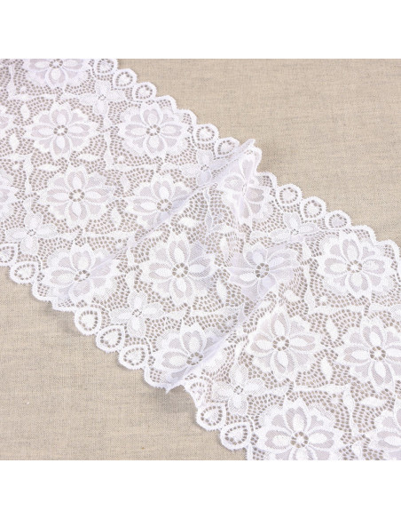 Renda elástica caminho de flores - Branco