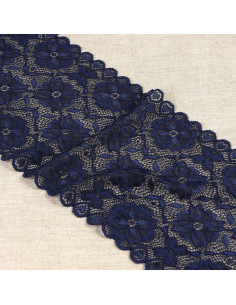 Renda elástica caminho de flores - Azul marinho
