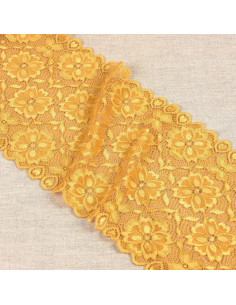 Renda elástica caminho de flores - Amarelo mostarda