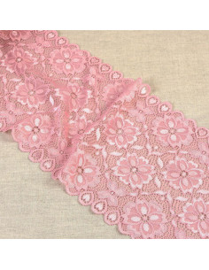 Renda elástica caminho de flores - Rosa