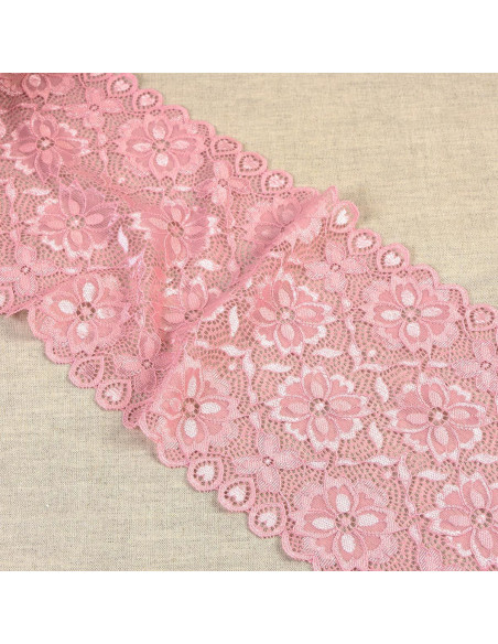 Renda elástica caminho de flores - Rosa
