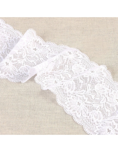 Renda elástica flores delicadas - Branco