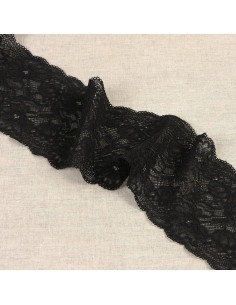 Renda elástica flores delicadas - Preto